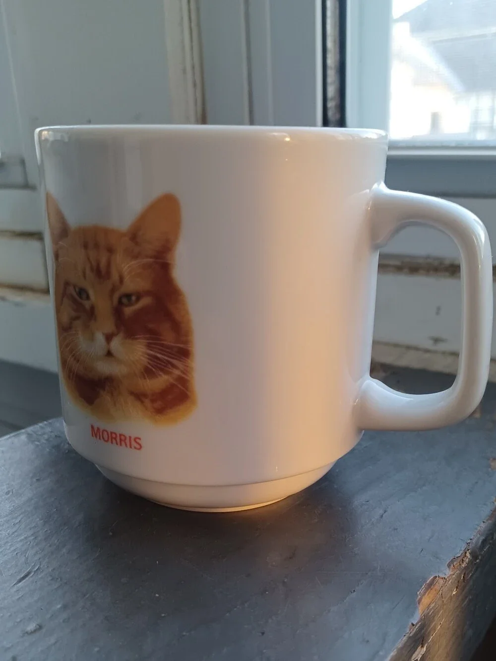 Vintage 80s Morris the orange cat ceramic coffee cup